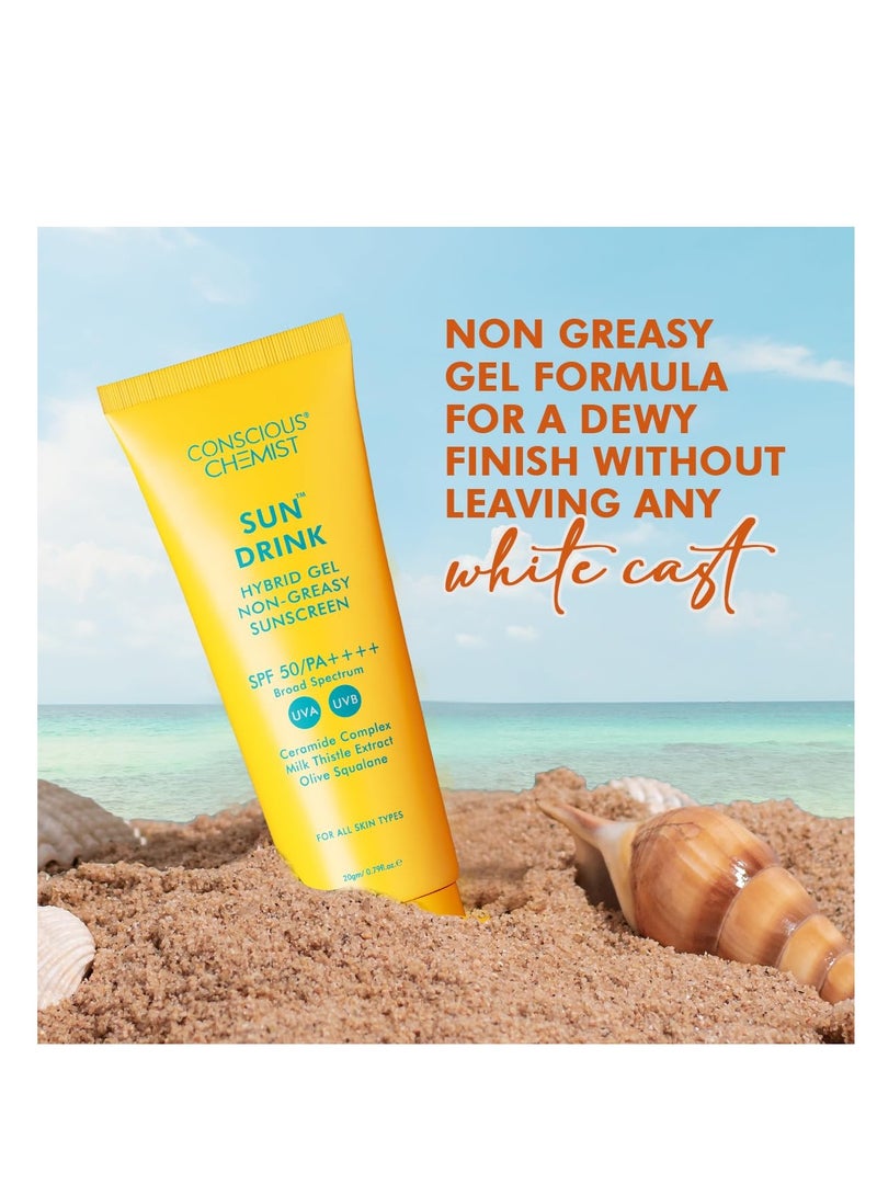 Conscious Chemist® Dewy Ceramide Sunscreen SPF 50 PA++++ | For Oily Skin | UVA/UVB & Blue Light Protection | Fragrance-Free | For Men & Women, All Skin Type - Sun Drink | 20g - Image 2