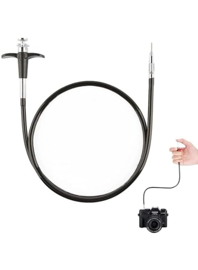 SYOSI Professional Mechanical Shutter Release Cable - Threaded Bulb-Lock Design for Long Exposure Photography, Universal Compatibility with DSLR & Mirrorless Cameras (Black, (2.3FT/70cm)) - Image 1
