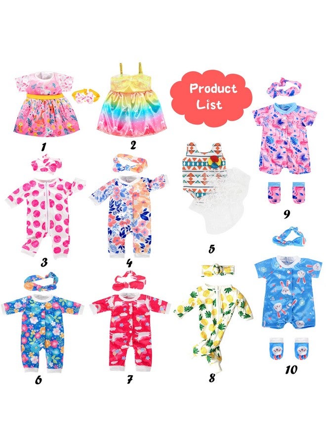 ebuddy 10 Sets Baby Doll Clothes- Fashion Outifts Fit for 14-16 inch Baby Doll, 43 cm New Born Baby Dolls, 15 inch Baby Dolls，18 Inch Doll (No Doll) - Image 2