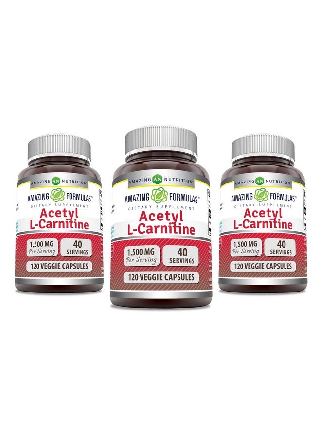 Amazing Nutrition Amazing Formulas Acetyl L-Carnitine 1500 Mg Per Serving Veggie Capsules Supplement | Non-GMO | Gluten Free | Made in USA | Suitable for Vegetarians (120 Count) | Pack of 3 - Image 1
