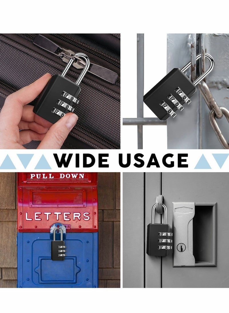 Travel Combination Locks Set of 6, 3 Digit Padlocks for Suitcases, Gym Lockers, Toolboxes and School Bags - Image 5