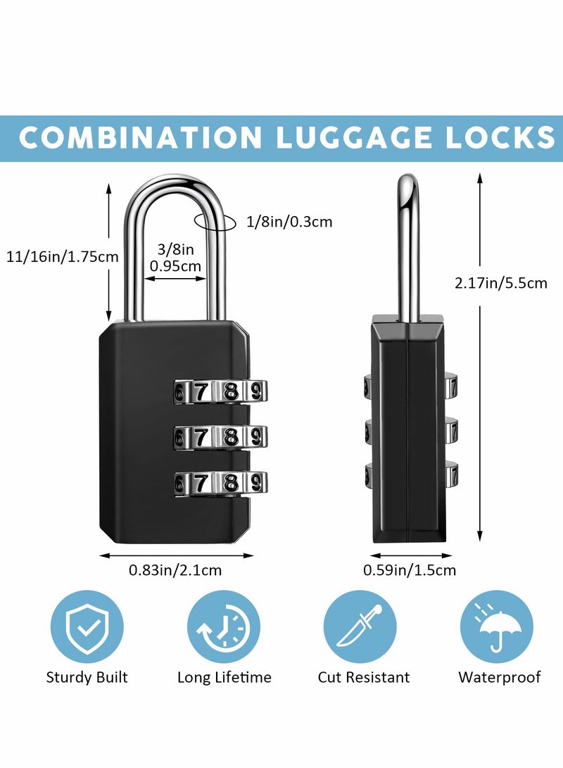 Travel Combination Locks Set of 6, 3 Digit Padlocks for Suitcases, Gym Lockers, Toolboxes and School Bags - Image 2