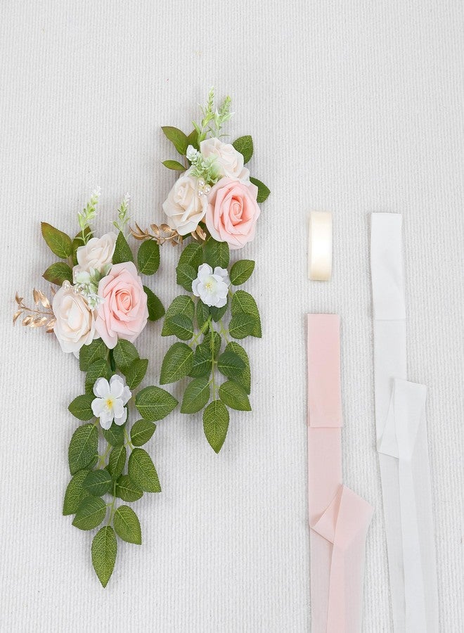 DreamBuilt Set of 10 Wedding Aisle Decorations for Ceremony, Pink Pew Flowers for Church Chair Decorations, Chair Back Floral Decorations with Chiffon Ribbon - Image 5