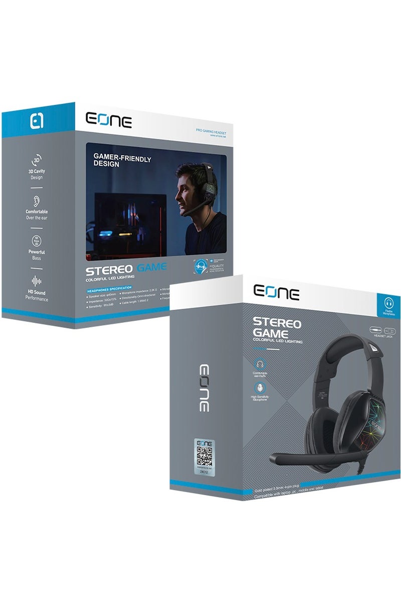 EONE Stereo Game Headset – Over-Ear Gaming Headphones with Surround Stereo Sound and Built-in Microphone – Compatible with PlayStation, Xbox, Nintendo Switch, and PC. - Image 3