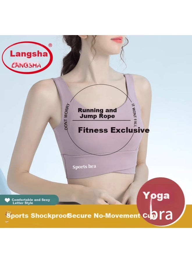 Langsha Women's High-impact Sports Underwear Shockproof Fitness Running Yoga One-piece Backless Push-up Anti-sagging Bra
