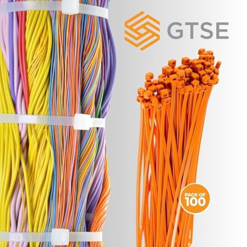 GTSE 12 Inch Orange Zip Ties, 100 Pack, 50lb Strength, UV Resistant Long Nylon Cable Ties, Self-Locking 12" Tie Wraps - Image 4