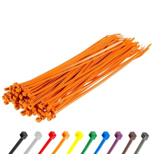 GTSE 12 Inch Orange Zip Ties, 100 Pack, 50lb Strength, UV Resistant Long Nylon Cable Ties, Self-Locking 12" Tie Wraps - Image 1