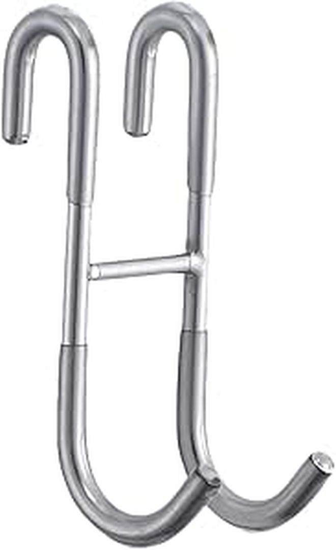 Stainless Steel Shower Door Hook Twin Curved Over Glass Towel Hanger Rack - Image 1