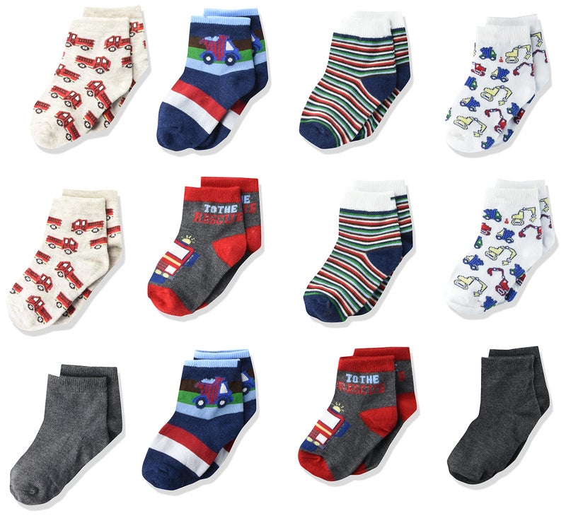 Cherokee Baby Boys Classic 12 Pack Shorty Ankle Socks Assorted Trucks 1224 Months