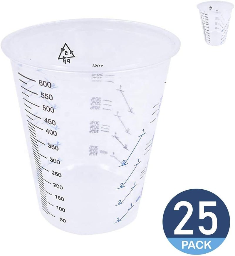 CANOPUS Professional Mixing Cups, Pack of 25 Colour Mixing Cups, Measuring Cups, Epoxy Resin 1 Pint 600 ml Paint Mixing Cups, Automotive and Art Projects, Mixing Cups, Epoxy Resin Cups, Paint Cups - Image 2