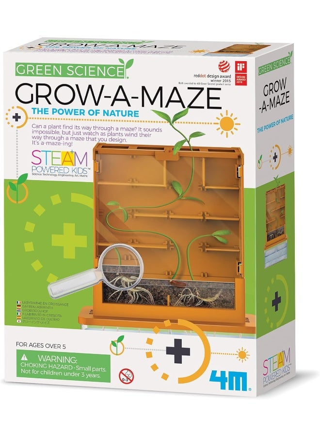 4M KidzLabs Green Science Grow‑A‑Maze Kit – Design a Plant Root Maze Using Seed Packet, Transparent Soil Chamber, Dropper & Root Viewer – Observe How Roots Grow Through a Custom Maze STEM Kit Ages 5+ | 00-03352 - Image 1