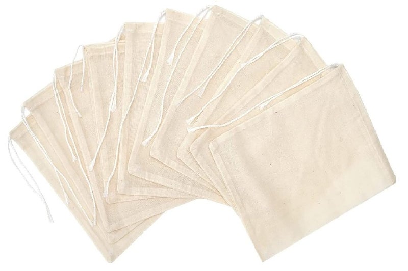 WUD Cotton Drawstring Bags, Set of 10, for Storing Goodies, Candies, Cosmetics, Jewellery, Small craft articles - Image 1