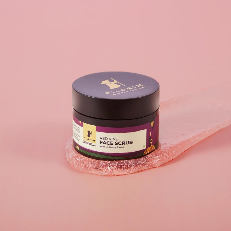 PILGRIM PILGRIM French Red Vine Face Scrub with Mulberry Extract Aloe for Glowing Skin Tan Removal DePigmentation Dry Oily Combination Skin Men Women 50gm - Image 2