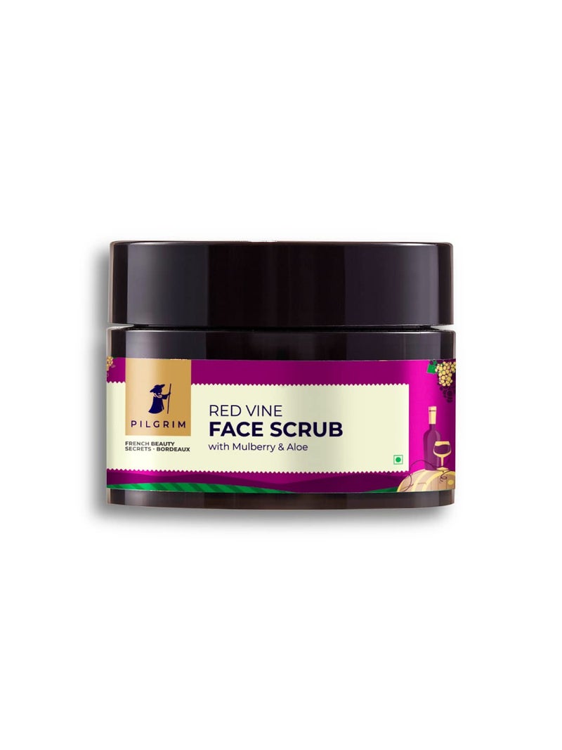 PILGRIM PILGRIM French Red Vine Face Scrub with Mulberry Extract Aloe for Glowing Skin Tan Removal DePigmentation Dry Oily Combination Skin Men Women 50gm - Image 1
