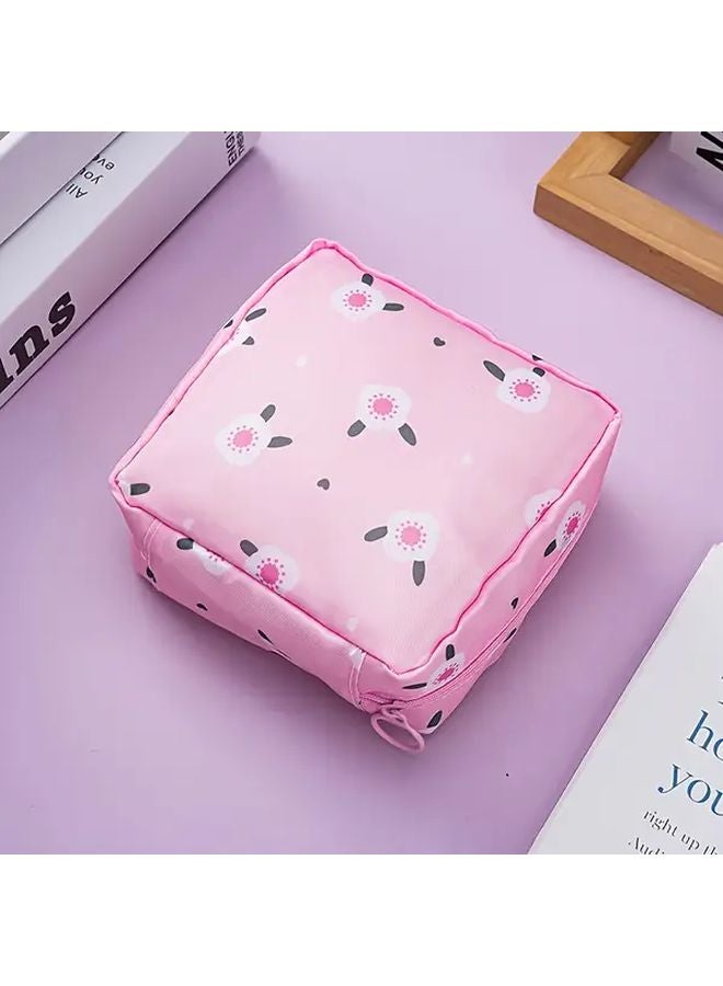 Flamingo Color 8 Pattern Sanitary Pad Organizer Travel Makeup Bag Toiletry Pouch Keychain Holder - Image 5