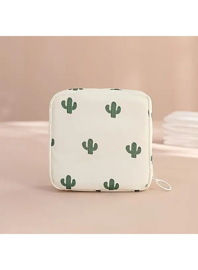 Flamingo Color 8 Pattern Sanitary Pad Organizer Travel Makeup Bag Toiletry Pouch Keychain Holder - Image 3