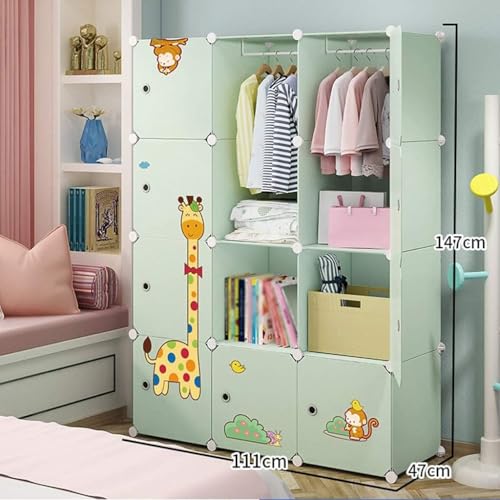 EXVITO 8 Door Kids Plastic Wardrobe for Clothes, Foldable Plastic Almirah for Clothes, Collapsible Wardrobe for Storage, Baby Cupboard for Clothes, Storage Rack for Kids - (Dyno Green, 12 Door) - Image 2