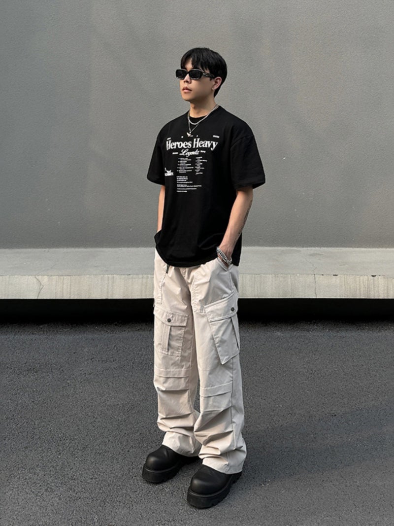 American Style Retro Shallow Card Multi-Pocket Quick-Drying Overalls Trendy Brand Men'S And Women'S Summer Loose Straight Casual Paratrooper Pants For Men - Image 5