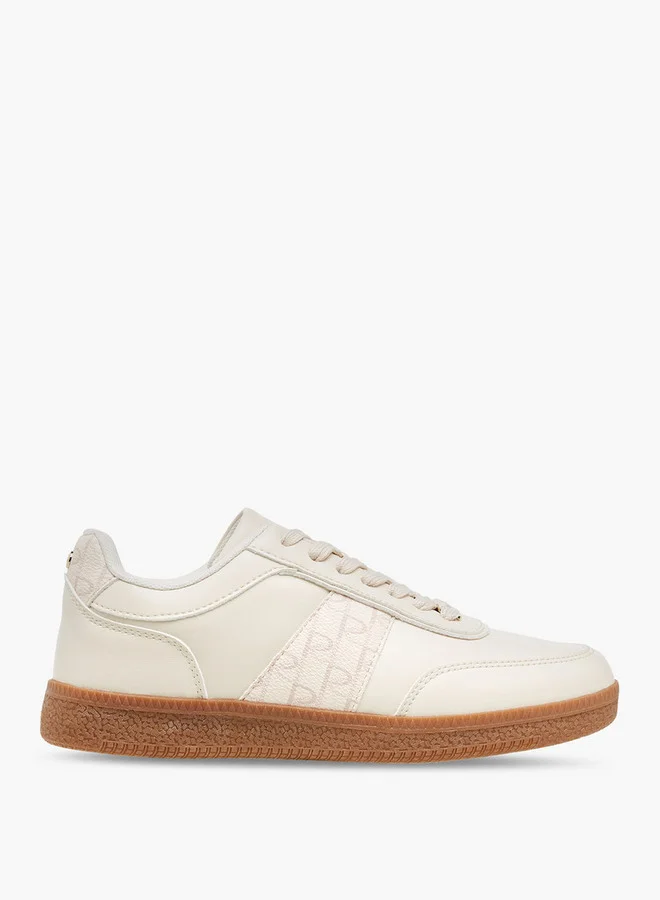 Paprika Monogram Print Sneakers with Lace-Up Closure