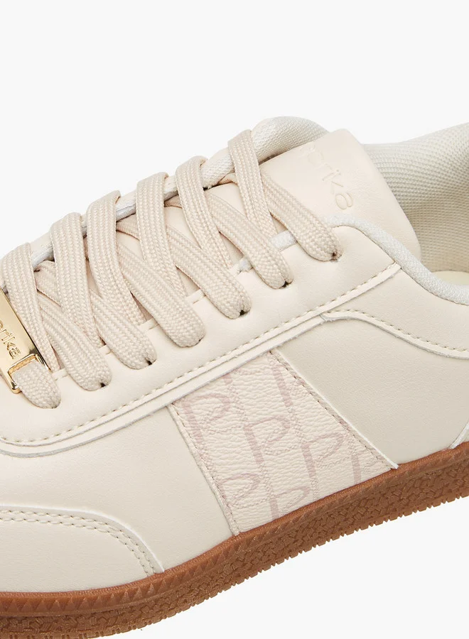 Paprika Monogram Print Sneakers with Lace-Up Closure