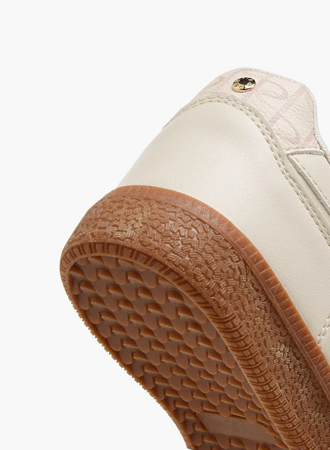 Paprika Monogram Print Sneakers with Lace-Up Closure