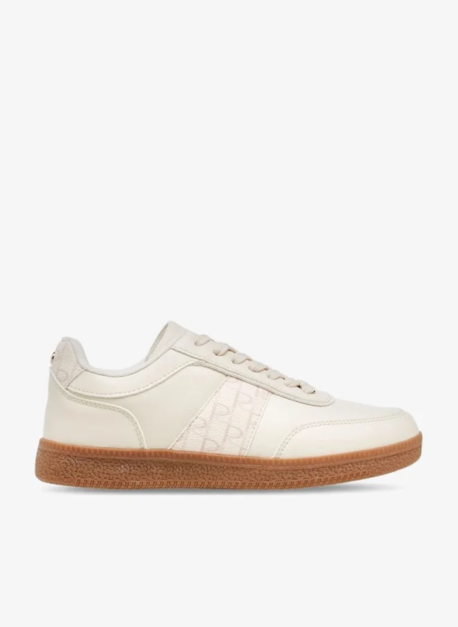 Paprika Monogram Print Sneakers with Lace-Up Closure