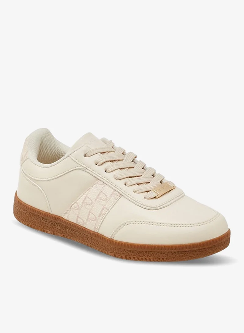 Paprika Monogram Print Sneakers with Lace-Up Closure