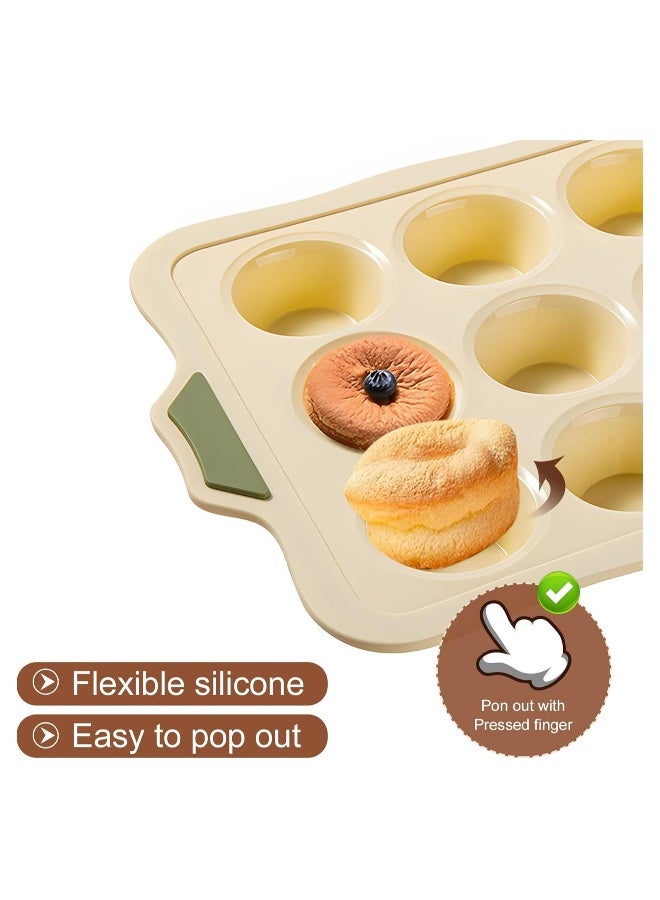 Silicone Muffin Pan - Muffin Tins Nonstick 12 cup, Silicone Cupcake Pan Nonstick Silicone Molds Great for Making Muffin Cakes, Bread, Tart - BPA Free Baking Accessory - Image 2