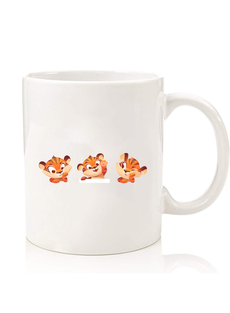 Theodor Premium Quality Two Sided Printed Coffee Mug Tea Cup For Home Office, Kids Men Women Cute tiger expressions - Image 1