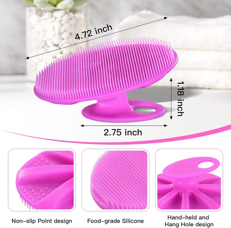 Innerneed Food-Grade Soft Silicone Body Cleansing Brush Shower Scrubber, Gentle Exfoliating and Massage for All Kinds of Skin (Purple+Dark Green) - Image 2