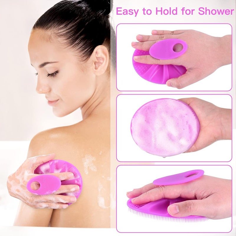 Innerneed Food-Grade Soft Silicone Body Cleansing Brush Shower Scrubber, Gentle Exfoliating and Massage for All Kinds of Skin (Purple+Dark Green) - Image 3