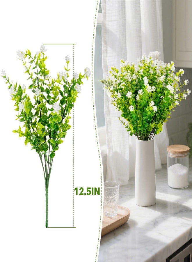 RAINFLOW 4PCS UV Resistant Artificial Flowers, White Faux Flowers in Vase, 12.5" Waterproof Camellia Stems - Porch Planter Garden Wedding Table Centerpieces Decor for Spring Display - Image 2