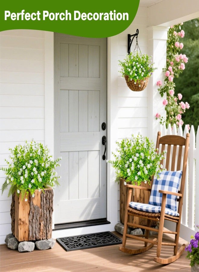 RAINFLOW 4PCS UV Resistant Artificial Flowers, White Faux Flowers in Vase, 12.5" Waterproof Camellia Stems - Porch Planter Garden Wedding Table Centerpieces Decor for Spring Display - Image 3