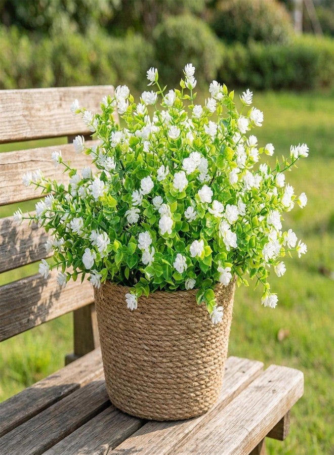 RAINFLOW 4PCS UV Resistant Artificial Flowers, White Faux Flowers in Vase, 12.5" Waterproof Camellia Stems - Porch Planter Garden Wedding Table Centerpieces Decor for Spring Display - Image 1