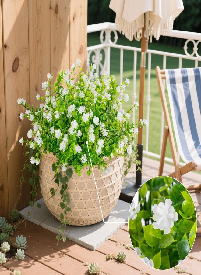 RAINFLOW 4PCS UV Resistant Artificial Flowers, White Faux Flowers in Vase, 12.5" Waterproof Camellia Stems - Porch Planter Garden Wedding Table Centerpieces Decor for Spring Display - Image 5