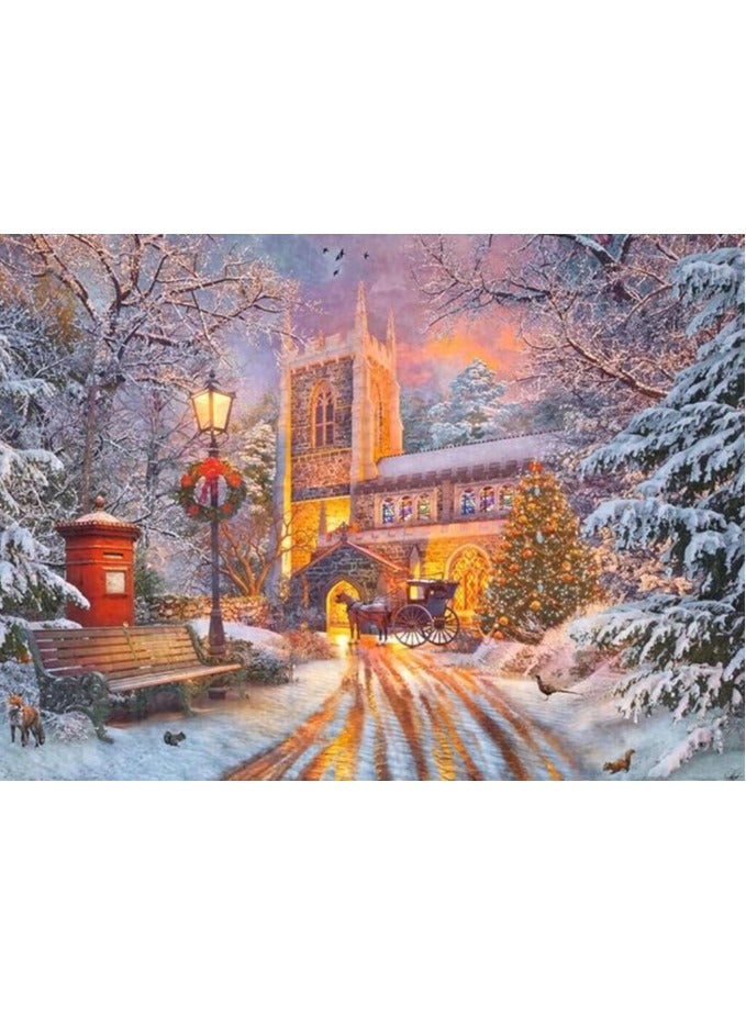 Ravensburger Magical Christmas Star Line 500‑Piece Glow‑in‑the‑Dark Jigsaw Puzzle – Moonlit Winter Village with Church, Horse‑Drawn Carriage & Penguins, Softclick Fit | 12000481‑3 - Image 2