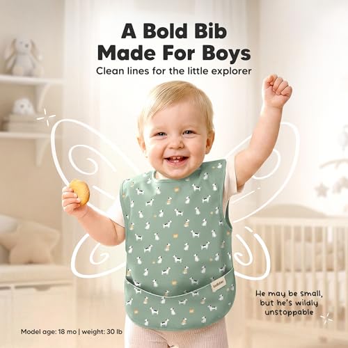 KeaBabies Waterproof Bibs for Baby GirlBoy 2Pack Lightweight Large Baby Bibs for Eating Wearable Food Catcher 612 Months Infant Feeding Essentials Smock for Toddlers 13 Kids Pets Paws - Image 3