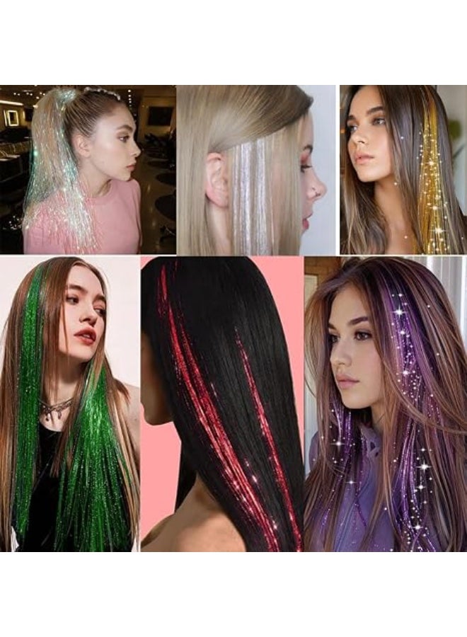 مجموعة وصلات شعر لامعة من 8 قطع - خصلات شعر لامعة لليوم الوطني السعودي، زينة شعر ومكياج حفلات - Image 4