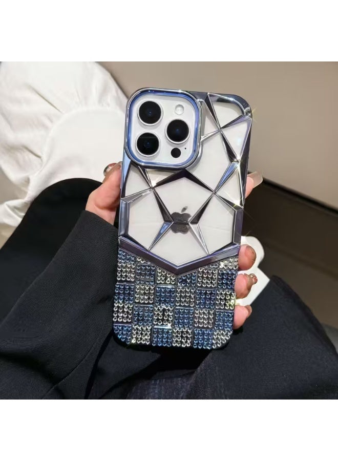Temu An elegant case that combines luxury and shine, made with a glossy geometric design and a bottom part studded with sparkling crystals, shock-resistant and scratch-resistant, compatible with iPhone 14 Pro Max