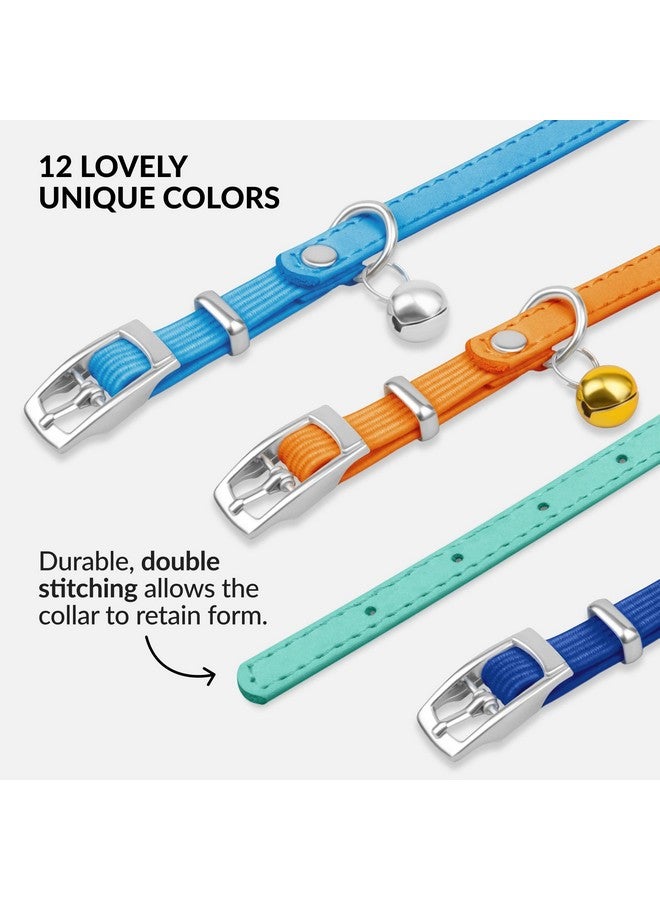 CollarDirect Leather Cat Collar with Bell - Kitten Collar, Small and Big Cat Collar for Boy Cats, Girl Cats with Safety Elastic Strap (Neck Fit 8"-11", Mint Green) - Image 5