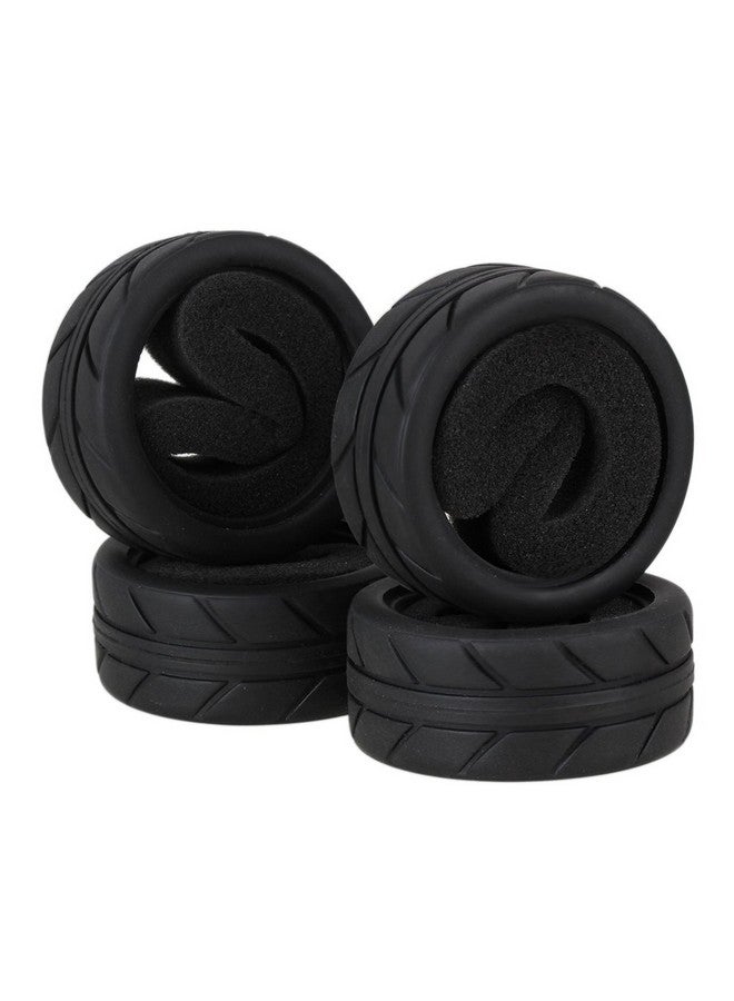 BQLZR 2.56 Od Black Rc 1:10 Arrows Pattern Rubber Tyre Tire Fit On Road Racing Car Pack Of 4 - Image 1