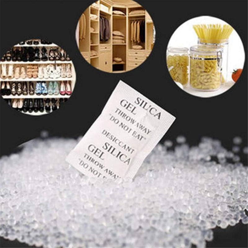 HOGOOD Non-Toxic Silica Gel Desiccant Safety Damp Moisture Absorber Desiccant Dehumidifier packs Room Kitchen Clothes Food Storage Moisture Absorber Drying Bags (1g-100pcs) - Image 5