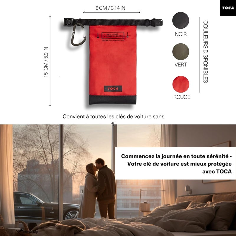 TOCA Keyless Go Protection, Faraday Bag Car Key with RFID Blocker, No Signal Sleeve Key Protection for EMF Blocker, Effective Remote Key Shielding to Protect Against Signals, 15 x 8 cm - Image 4