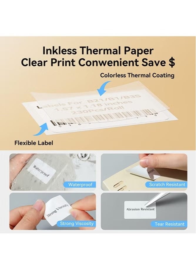 KIIUMI - B21/B1/B3S Label Maker Tape Waterproof Thermal Label Paper Sticker Labels for Barcode Printing 40*20mm White - Image 1