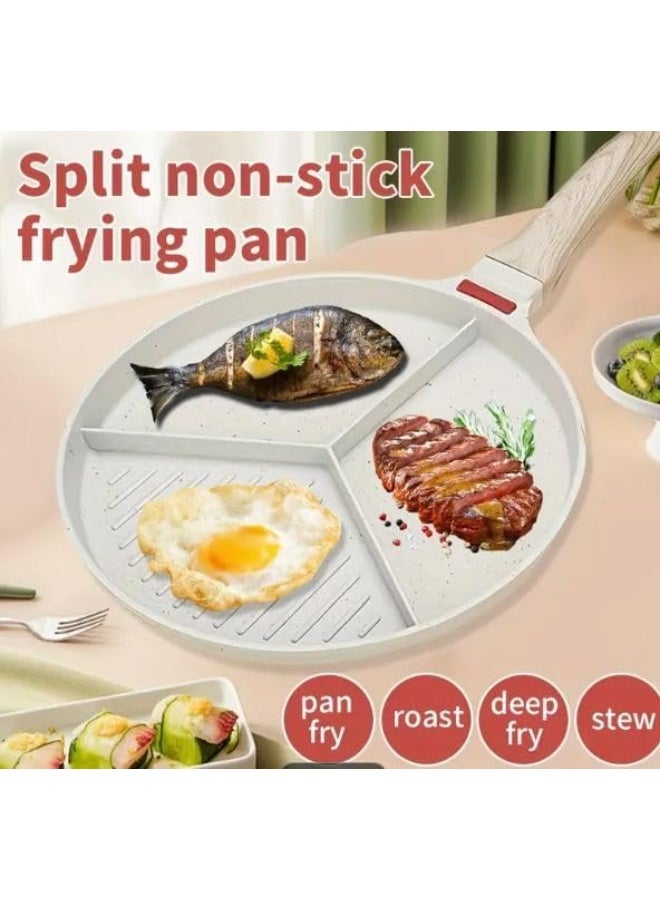 سبيس شوب طاسة سيراميك غير لاصقة مقسمة ل 3 خانات بيد خشب - Image 2