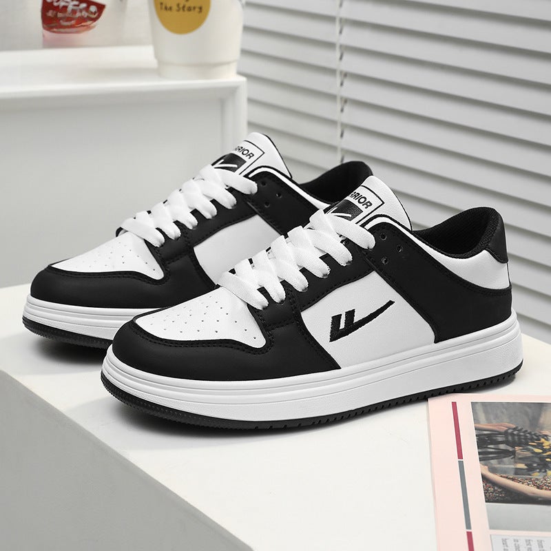 Pull Back Men''s Shoes 2025 Autumn New Waterproof Leather Sports Shoes for Teenagers, Women''s Couple Shoes, Aj Black and White Panda Sneakers - Image 2