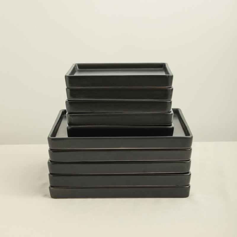 Stone Lain Grace Square Stoneware Dinnerware Set, 12 Piece Service For 4, Plates and Bowls Dish Set, Black - Image 3