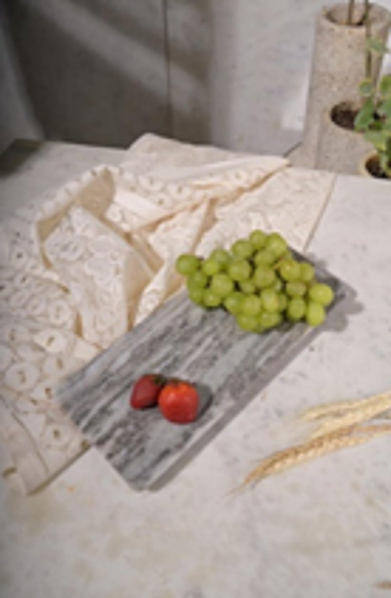 PATHARWALA Grey Rectangle Shape Plate for Decorative Marble Organizing Fruit Tray Plate Serving for Table and Dining Room Tray