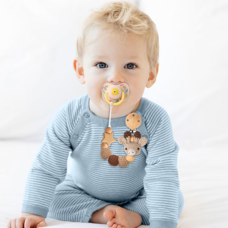 LSTRAGY Handmade Knitted Christmas Pacifier Clip Holder for Boys and Girls,4 PCS Binky Clip Fits for Most Baby Pacifier - Image 2