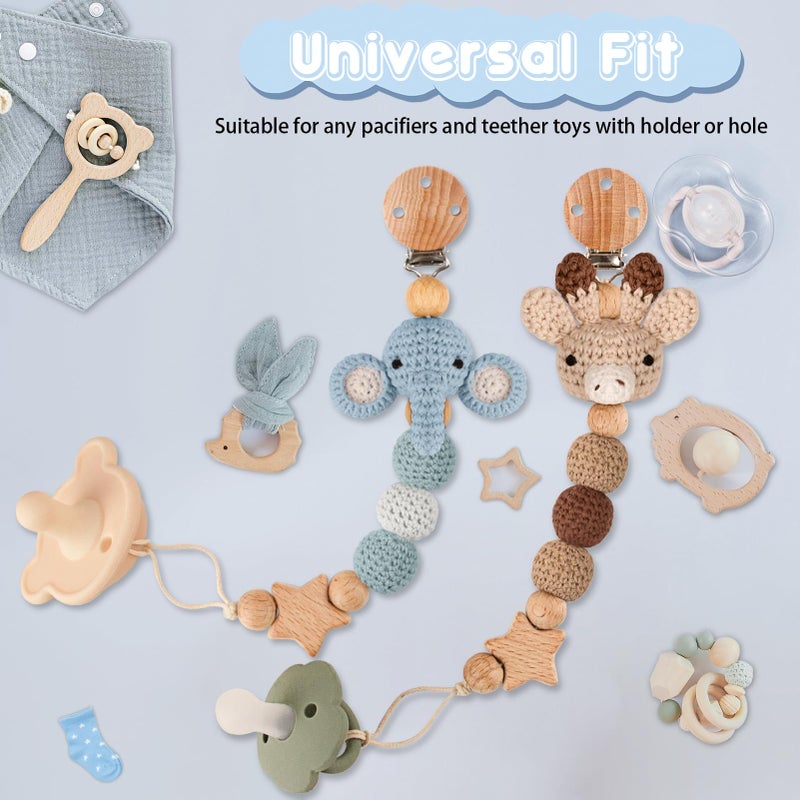 LSTRAGY Handmade Knitted Christmas Pacifier Clip Holder for Boys and Girls,4 PCS Binky Clip Fits for Most Baby Pacifier - Image 4
